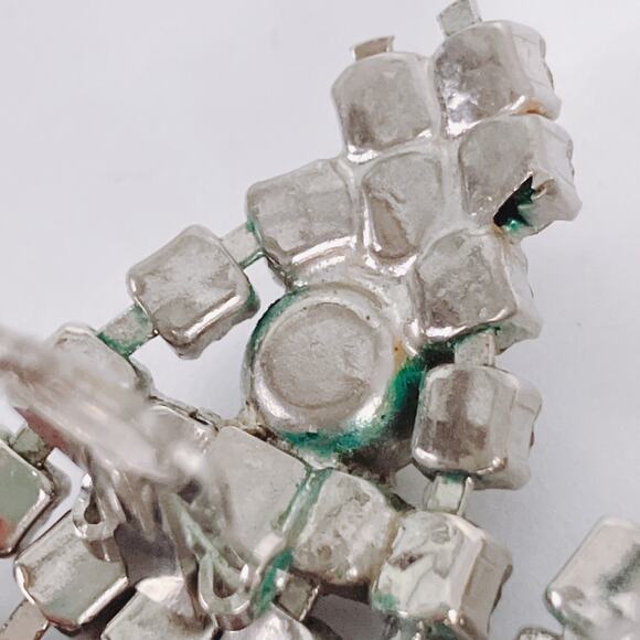 VTG 1950s Mid Century Rhinestone Clip On Earrings Articulated Dangle Cocktail - Picture 8 of 12